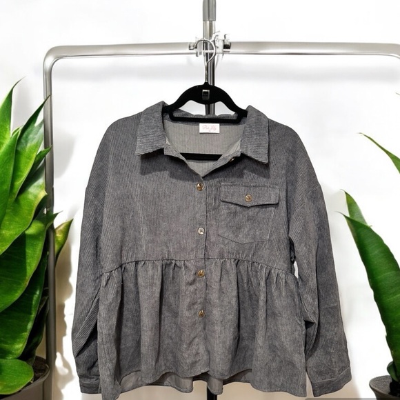 Pink Lily Tops - Pink Lily Corduroy Shacket